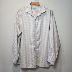 Michael Kors Men's Plaid Neutral Color Long Sleeve Button Down Dress Shirt 18